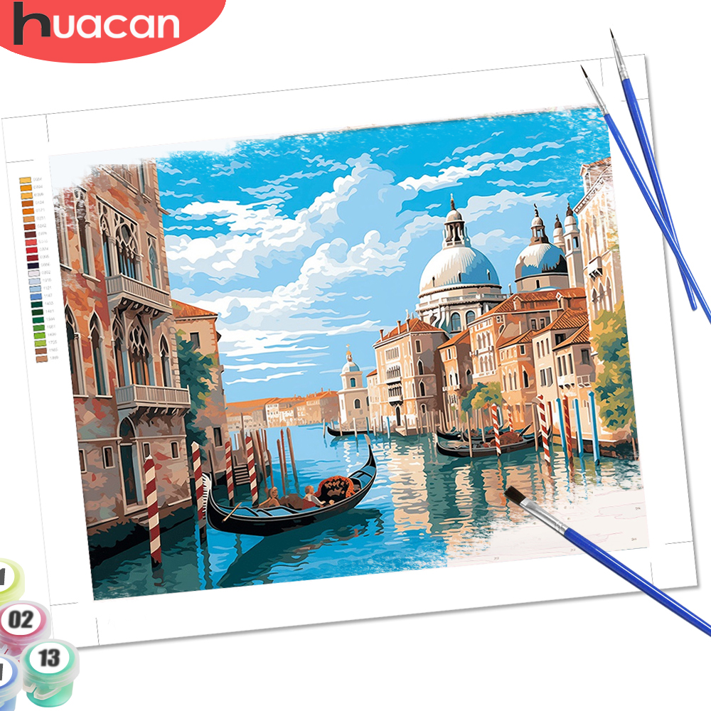 Resin Art On Canvas - HUACAN Diy Paint By Number Venice
