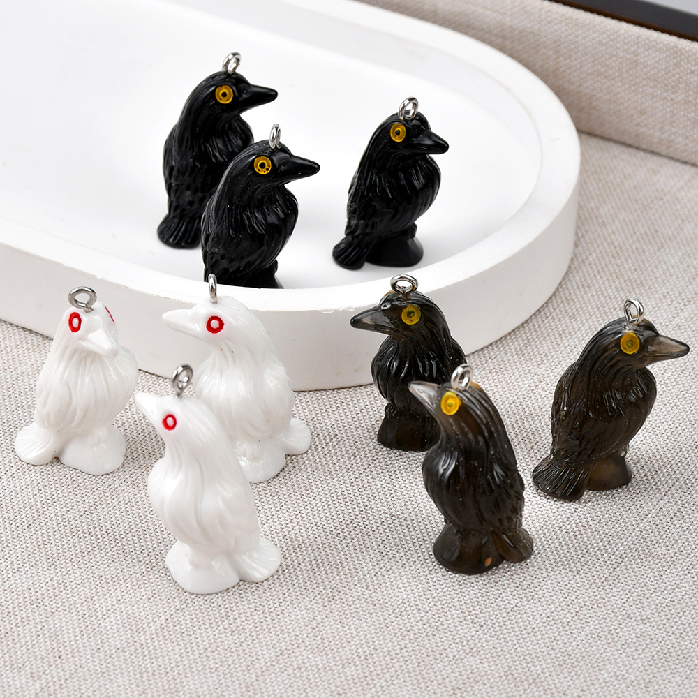 Resin Art Calligraphy - 10pcs Black Crow Organ Resin Charms