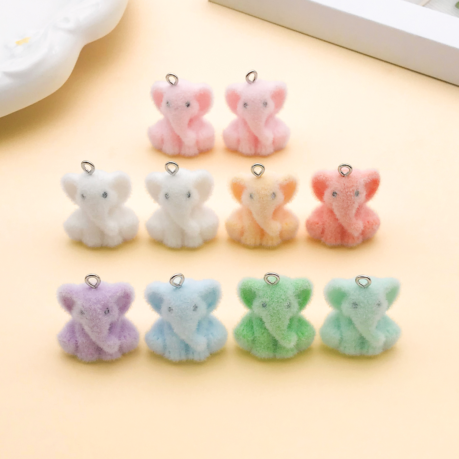 Resin Art Calligraphy - 2/10pcs Resin Flocking Cute Little Elephant