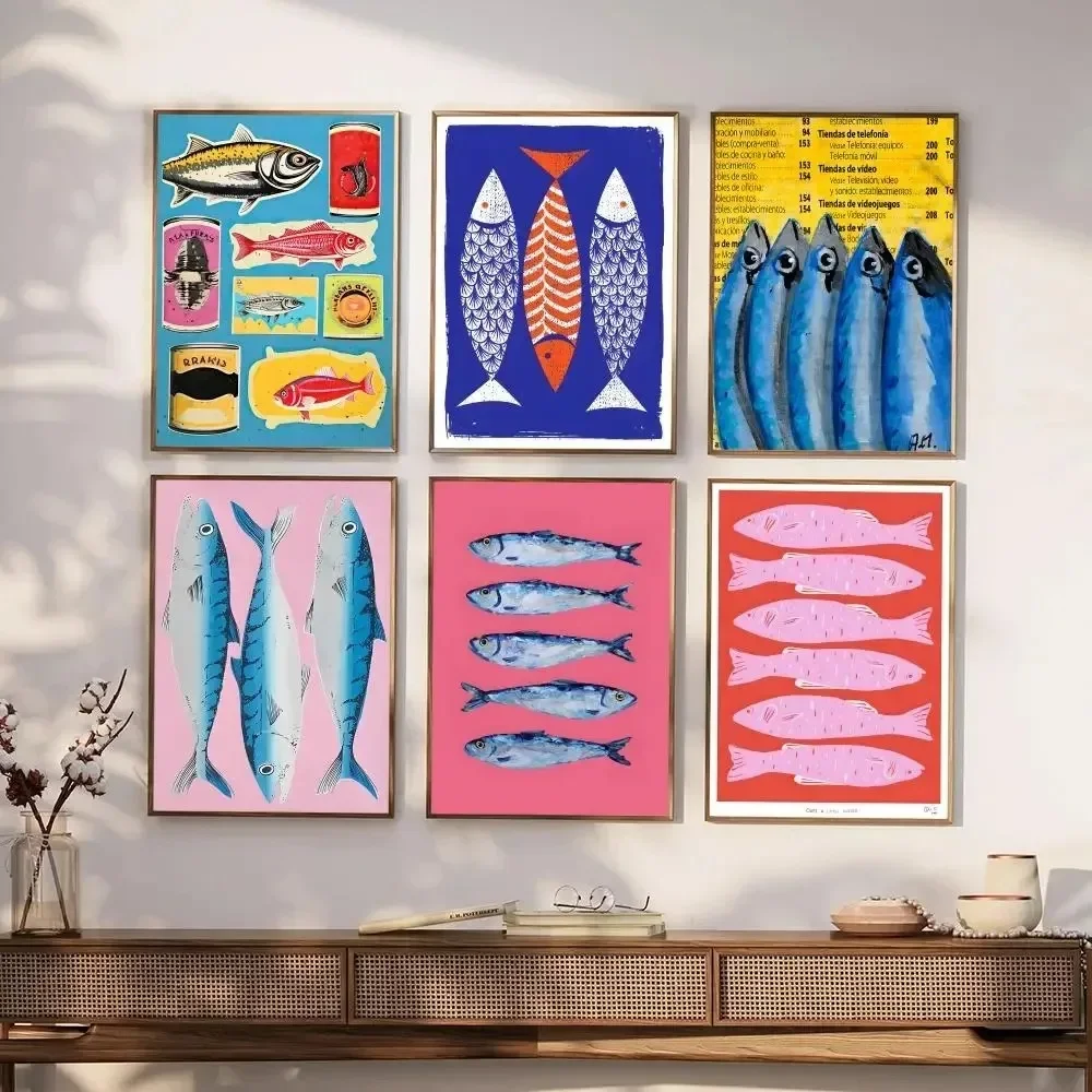 Resin Art Painting - Colorful Sardine Lobster Fish Ocean Animal