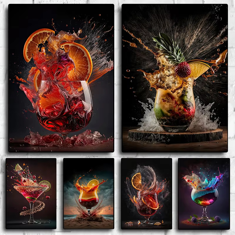 Resin Art On Canvas - Acrylic Paint By NumbersRetro Cocktail Explosion