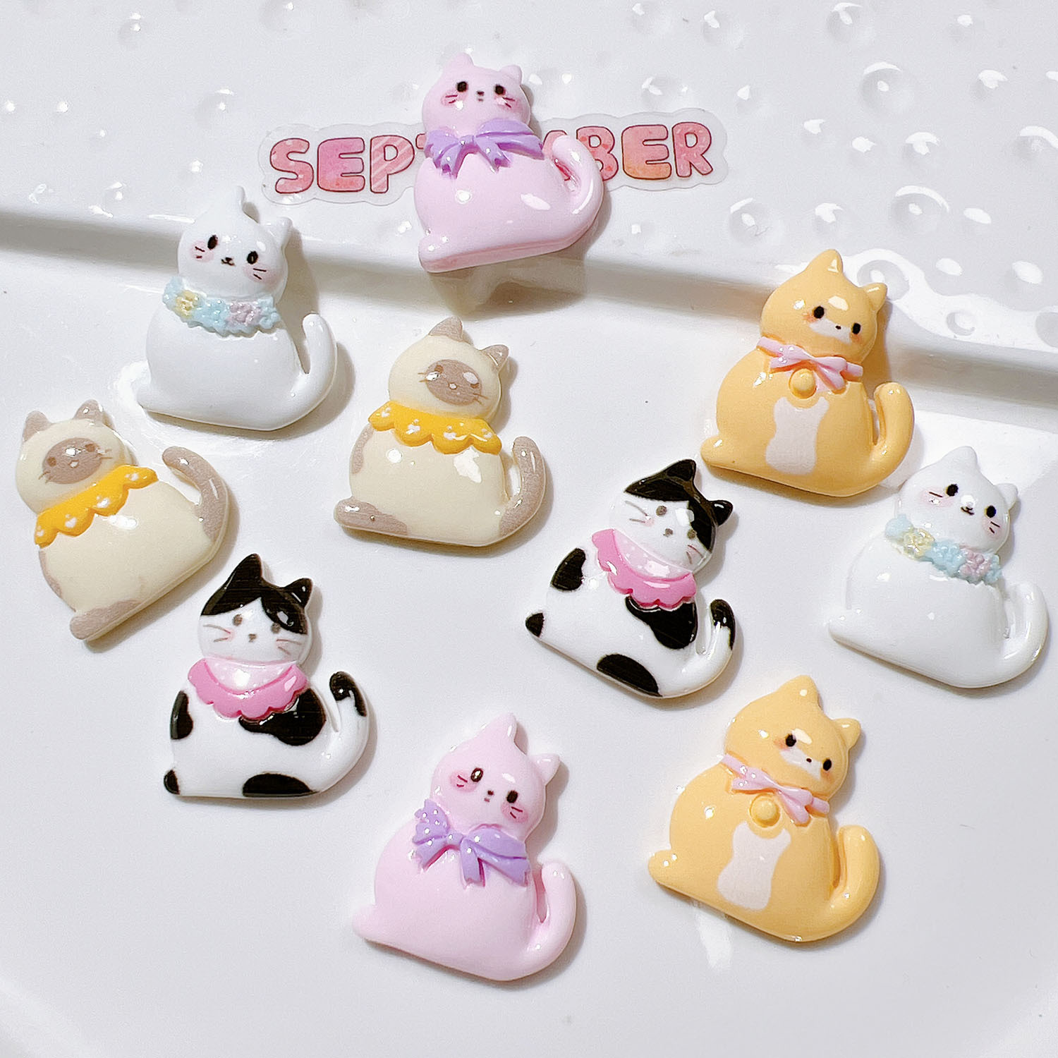 10/20Pcs Cute Bowknot Cat Flat - Resin Art Earrings Material บทวิจารณ์และราคา
