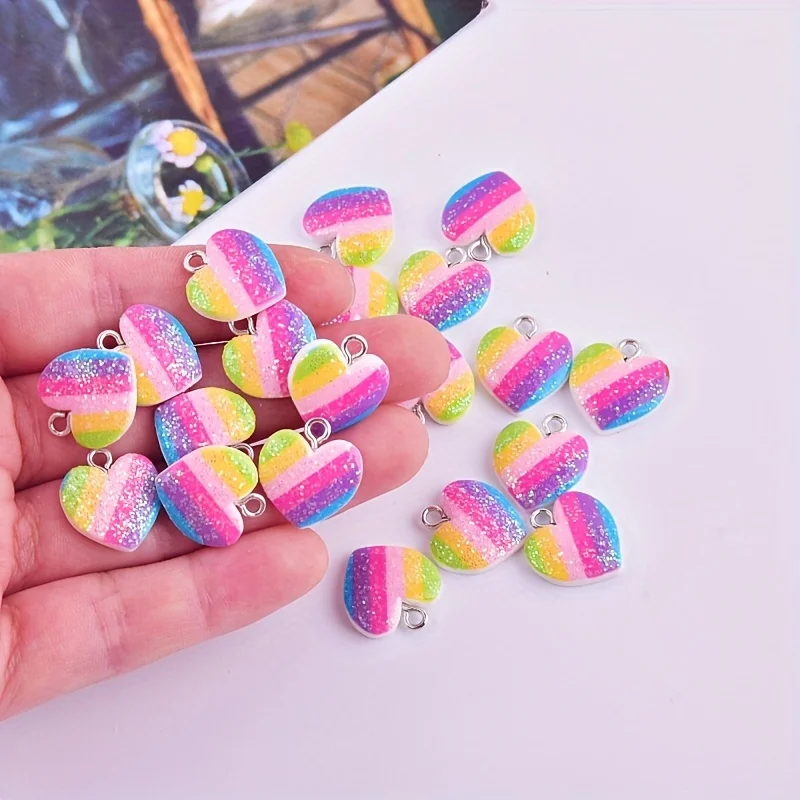 10Pcs Colorful Heart Resin Cha - Resin Art Calligraphy บทวิจารณ์และราคา