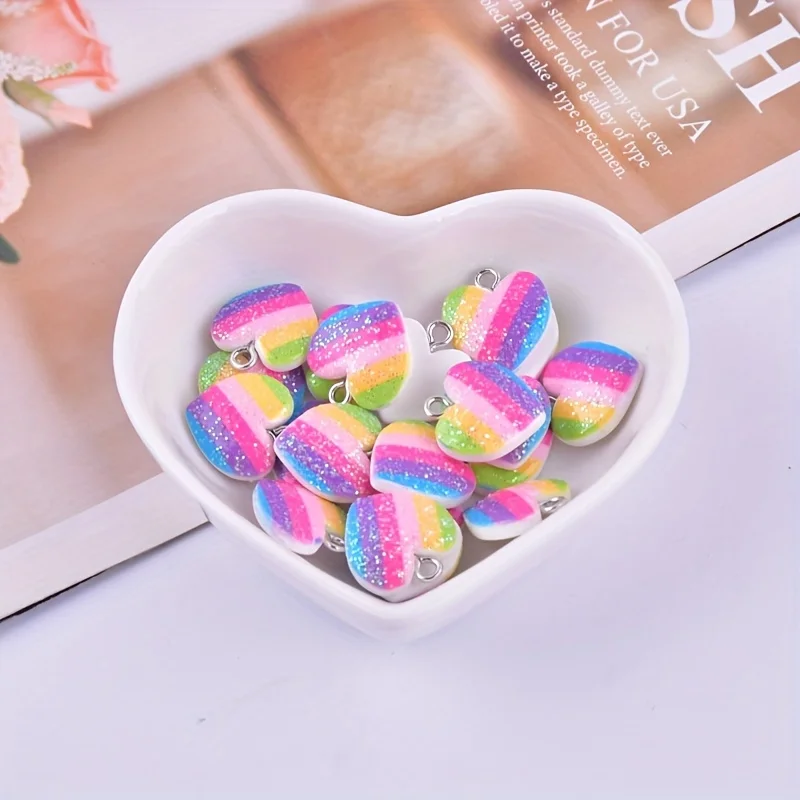 10Pcs Colorful Heart Resin Cha - Resin Art Calligraphy บทวิจารณ์และราคา