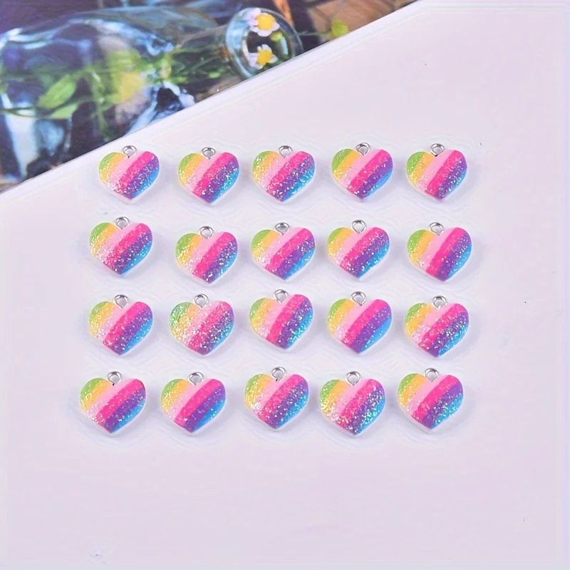 10Pcs Colorful Heart Resin Cha - Resin Art Calligraphy บทวิจารณ์และราคา