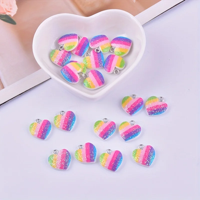 10Pcs Colorful Heart Resin Cha - Resin Art Calligraphy บทวิจารณ์และราคา