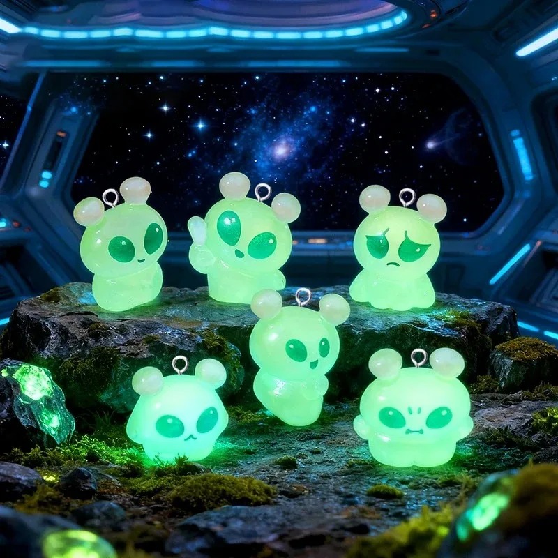 10Pcs Cute Mini Green Alien Re - Resin Art Calligraphy บทวิจารณ์และราคา