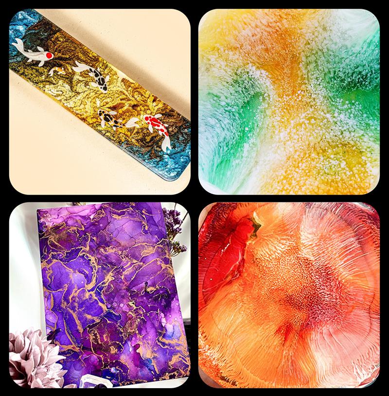 1 Set Art Ink Alcohol Epoxy Re - Resin Art Alcohol Ink บทวิจารณ์และราคา