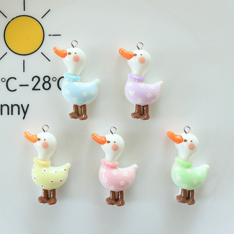 10Pcs Cute Glossy Glitter Duck - Resin Art Earrings Material บทวิจารณ์และราคา