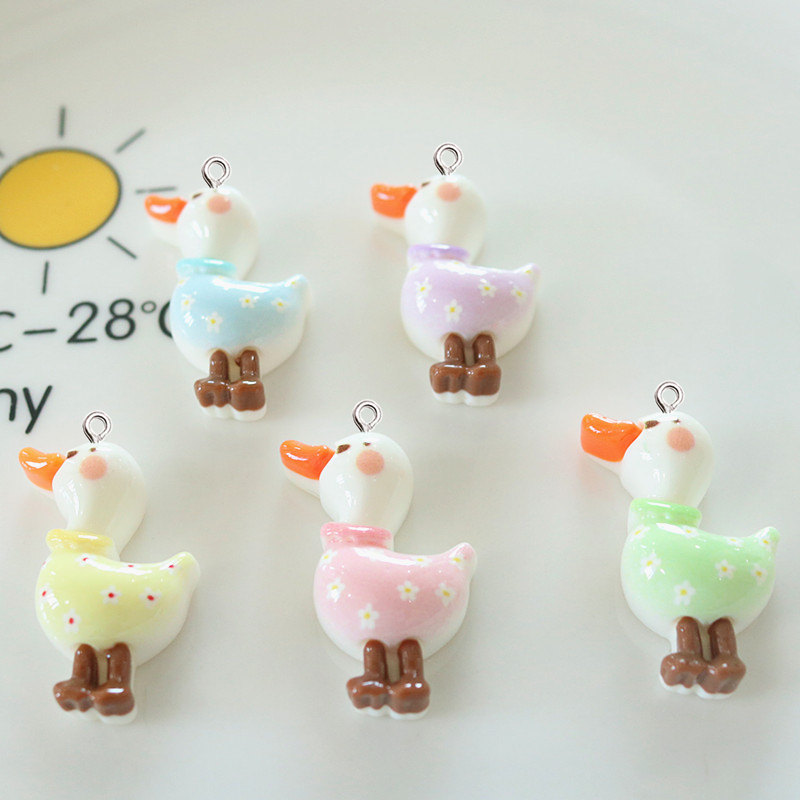 10Pcs Cute Glossy Glitter Duck - Resin Art Earrings Material บทวิจารณ์และราคา
