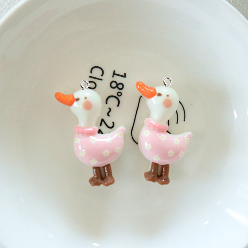 10Pcs Cute Glossy Glitter Duck - Resin Art Earrings Material บทวิจารณ์และราคา
