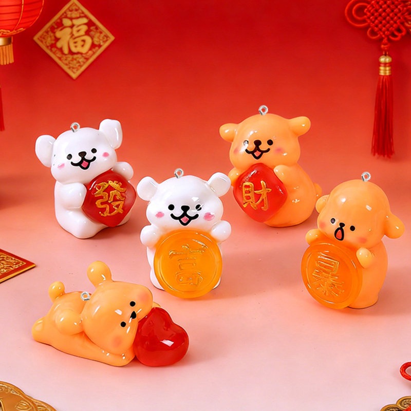 5Pcs Cartoon Dog Resin Charms  - Resin Art Earrings Material บทวิจารณ์และราคา