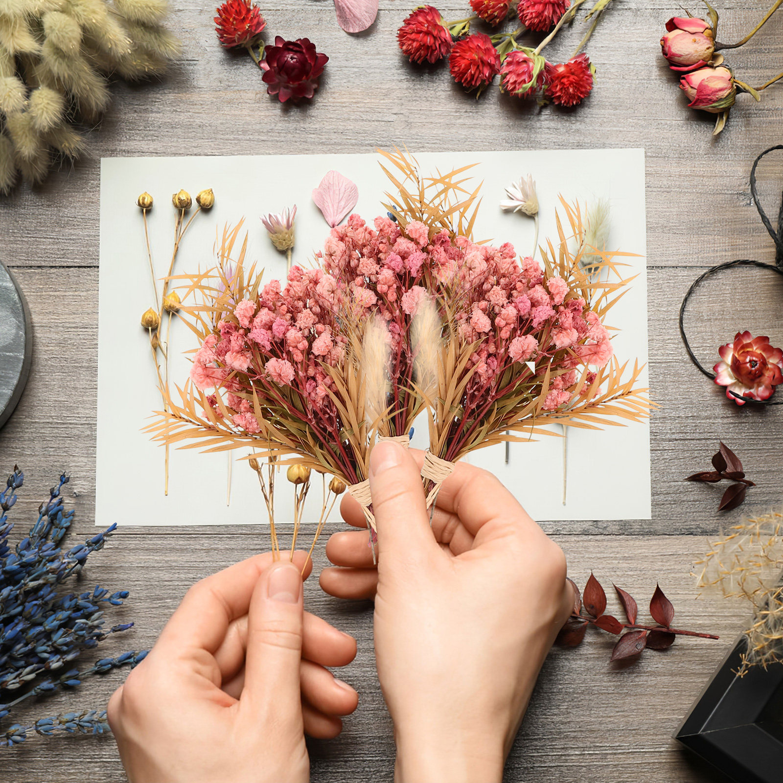 3Pcs Mini Dried Floral Bouquet - Dried Flower Pressed บทวิจารณ์และราคา