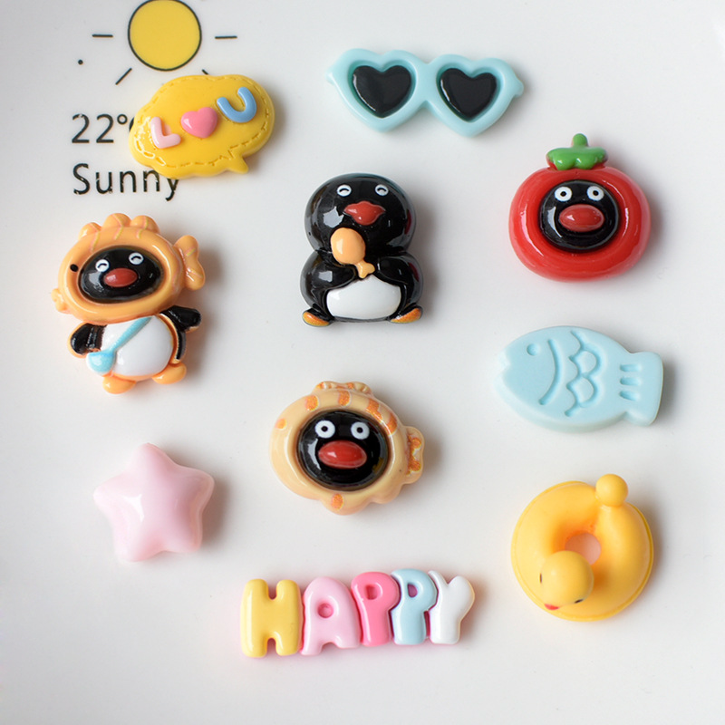 10Pcs Cute Penguin Fish Flatba - Resin Art Earrings Material บทวิจารณ์และราคา