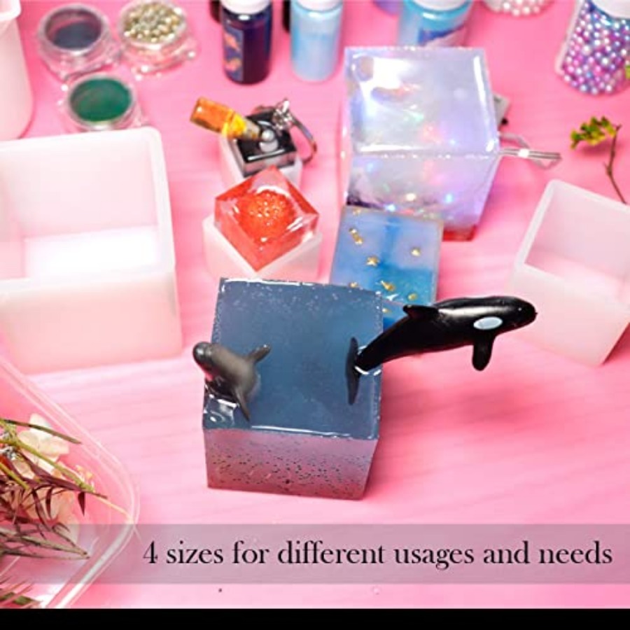 4 Pack Square Resin Molds - 4  - Resin Art Cube บทวิจารณ์และราคา