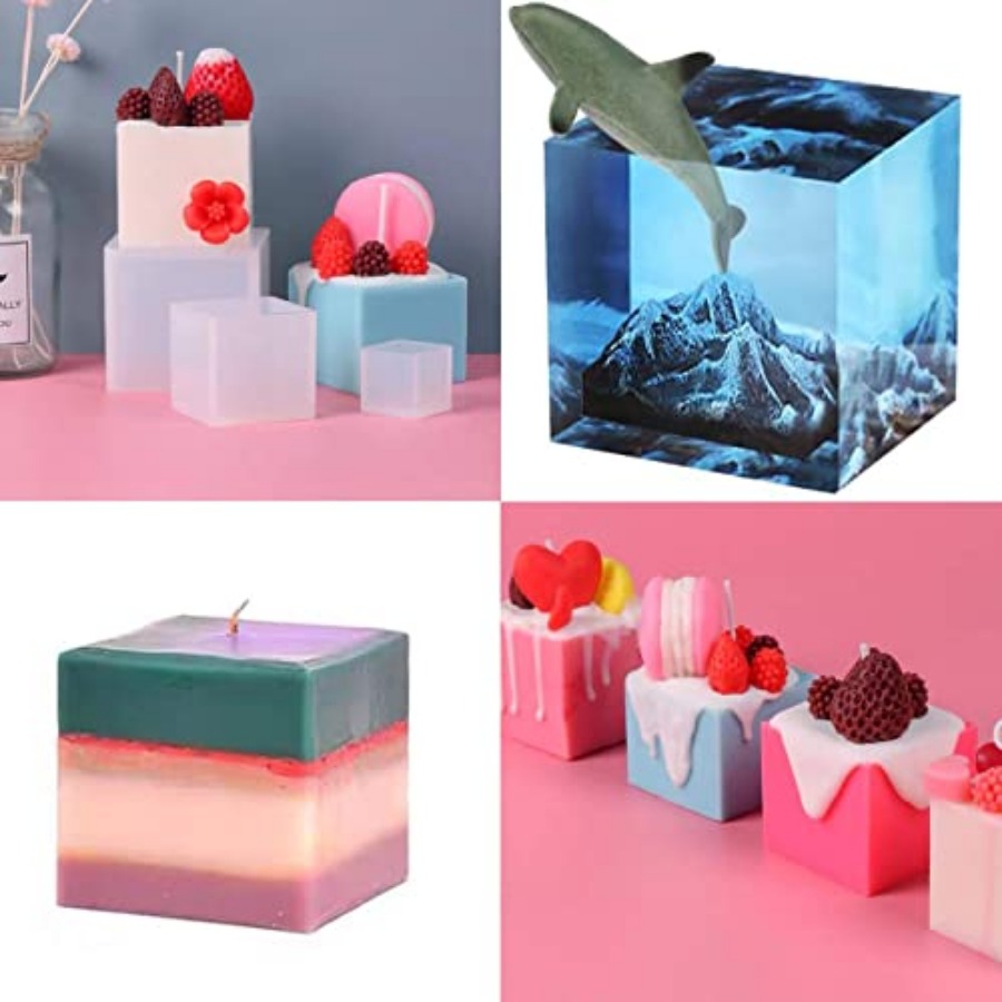 4 Pack Square Resin Molds - 4  - Resin Art Cube บทวิจารณ์และราคา