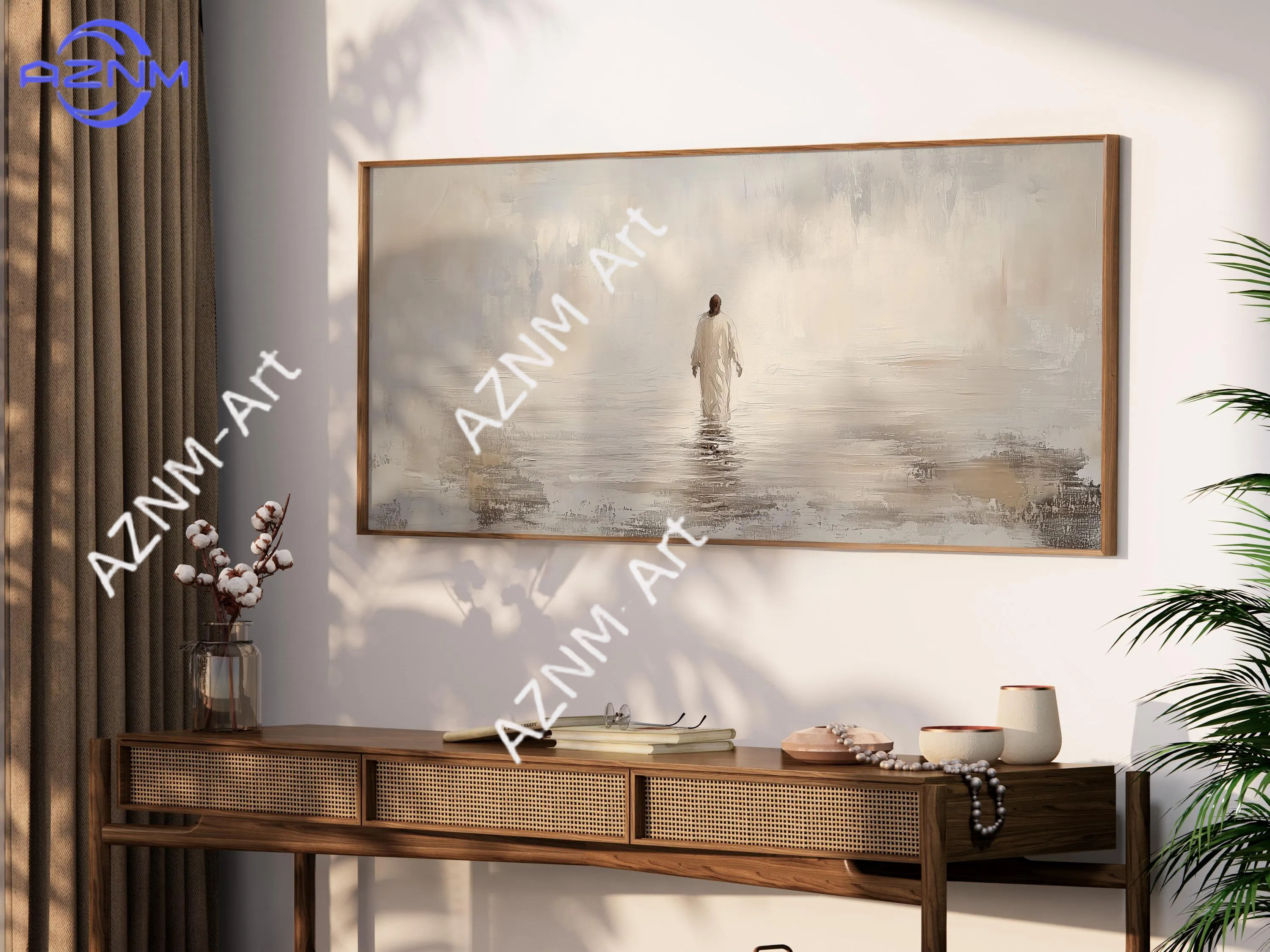 1PC  Jesus Walking on Water Mi - Resin Art On Canvas บทวิจารณ์และราคา