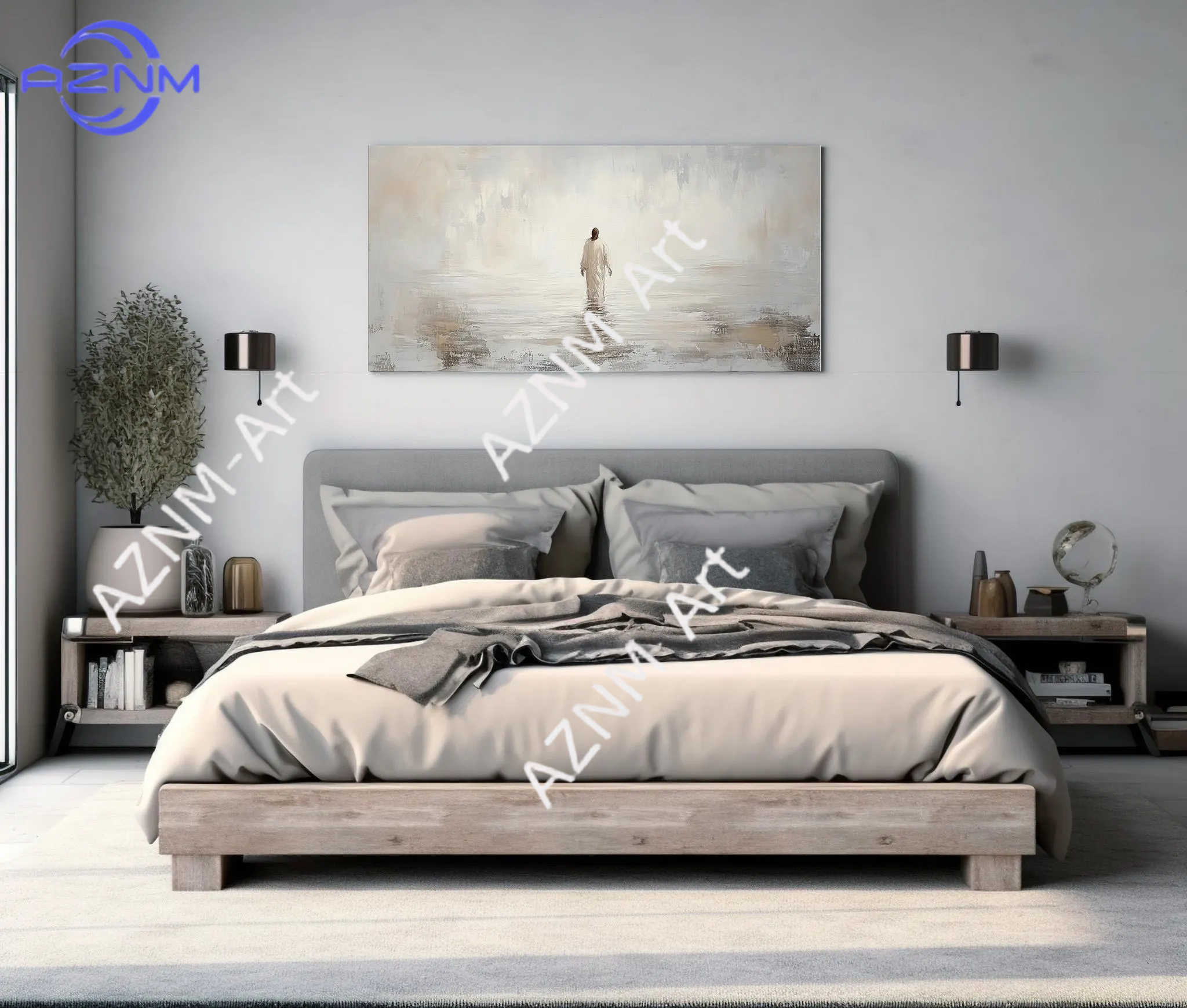 1PC  Jesus Walking on Water Mi - Resin Art On Canvas บทวิจารณ์และราคา
