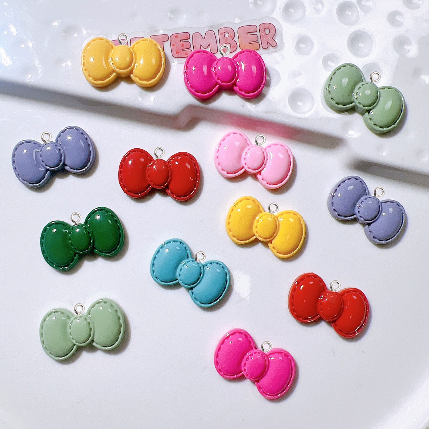 10Pcs Cute Cartoon Bowknot Res - Resin Art Earrings Material บทวิจารณ์และราคา