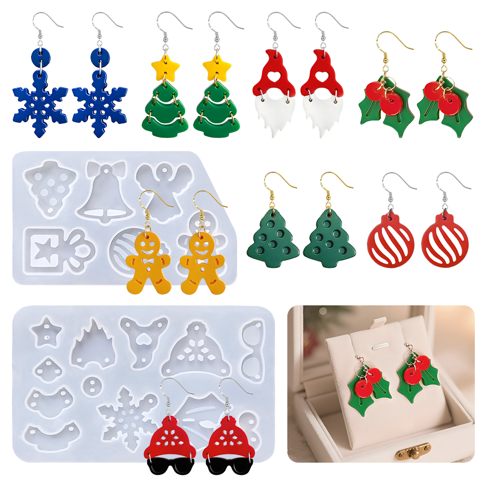 S0236 Christmas Tree Snowflake - Resin Art Earrings Material บทวิจารณ์และราคา
