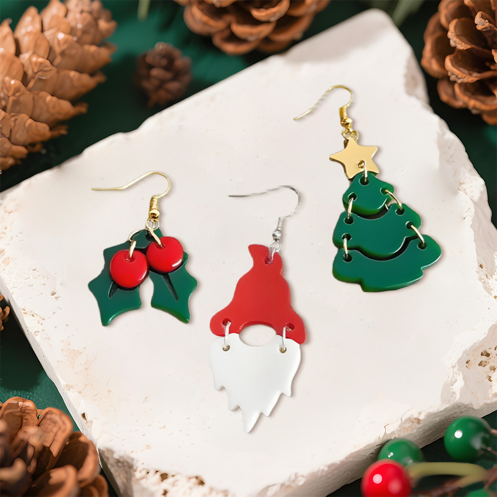 S0236 Christmas Tree Snowflake - Resin Art Earrings Material บทวิจารณ์และราคา