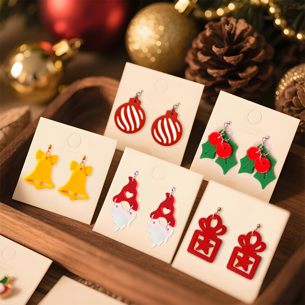 S0236 Christmas Tree Snowflake - Resin Art Earrings Material บทวิจารณ์และราคา