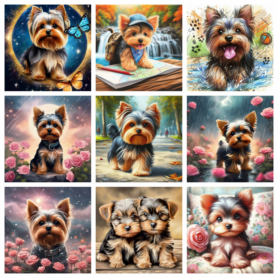 Yorkshire Terrier Dog 5D DIY D - Resin Art Painting บทวิจารณ์และราคา