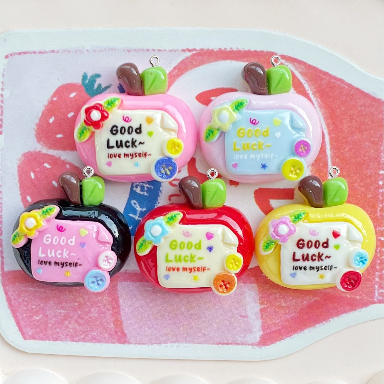 10Pcs Cute Lucky Red Apples Pl - Resin Art Earrings Material บทวิจารณ์และราคา