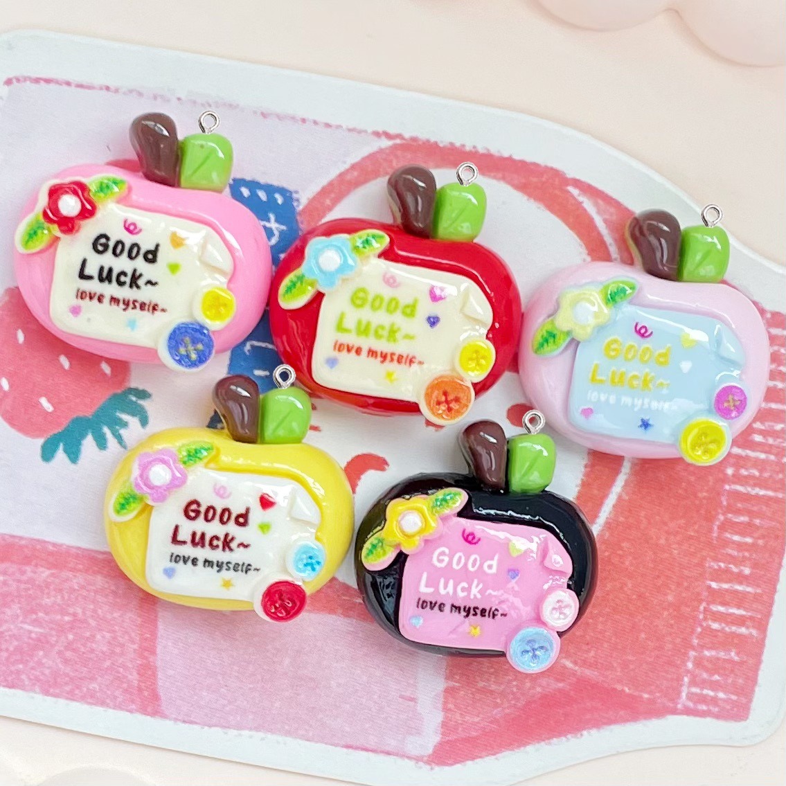10Pcs Cute Lucky Red Apples Pl - Resin Art Earrings Material บทวิจารณ์และราคา