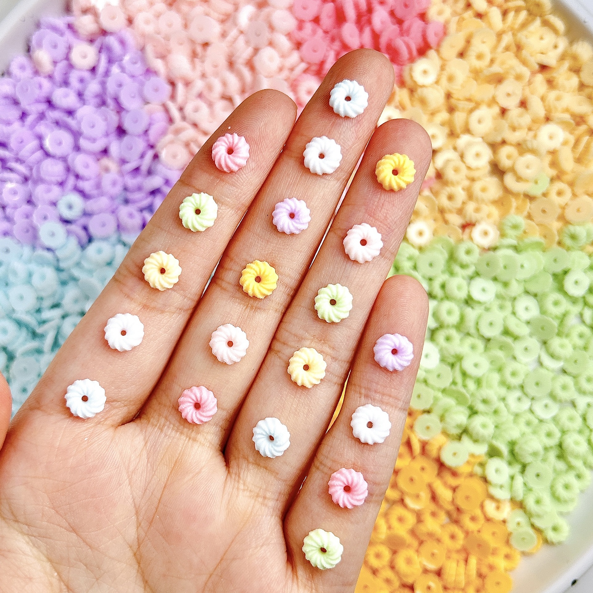 Mixed Color 7mm Macaron Cookie - Resin Art Earrings Material บทวิจารณ์และราคา