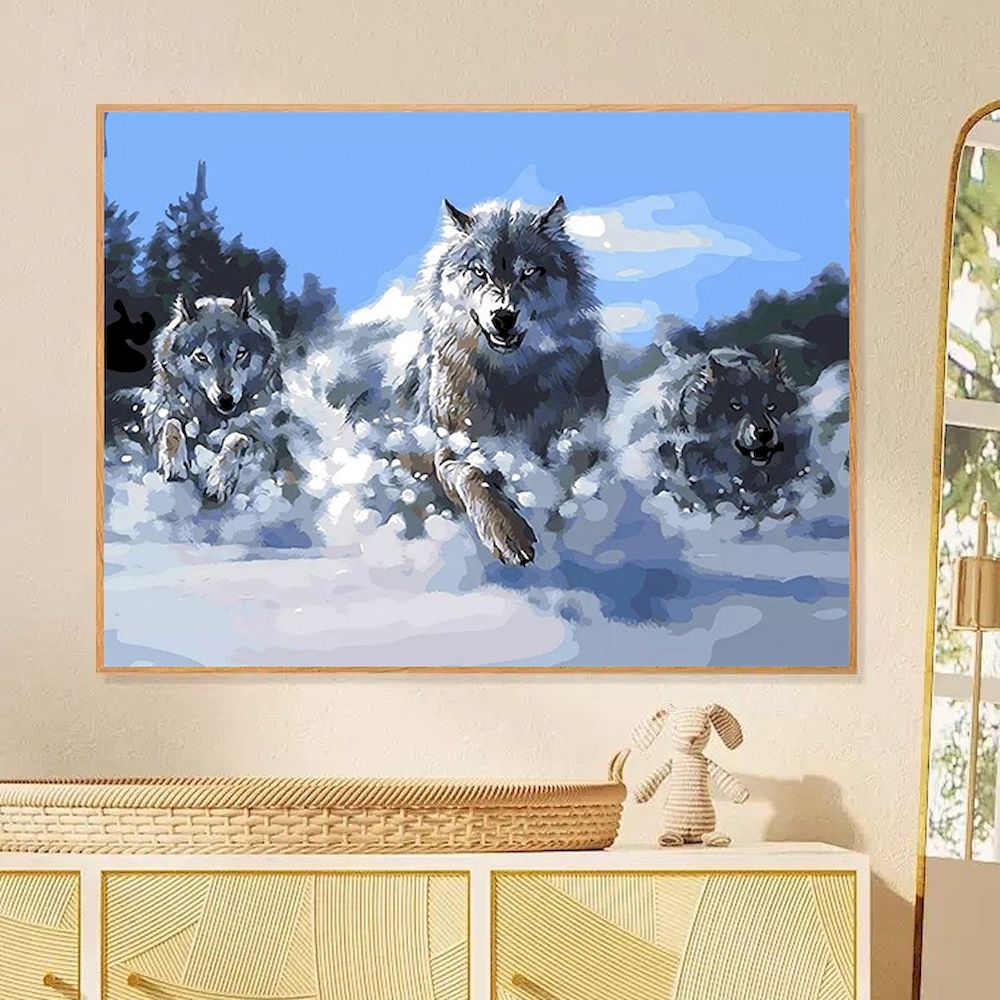 Painting By Numbers Wolf Oil P - Resin Art On Canvas บทวิจารณ์และราคา