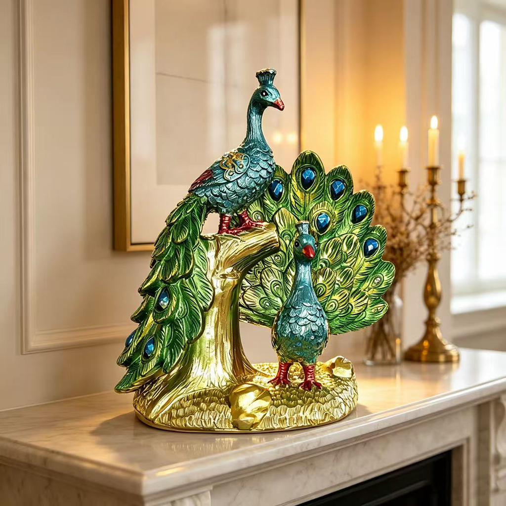 Luxury Peacock Resin Sculpture - Resin Art Gift For Anniversary บทวิจารณ์และราคา