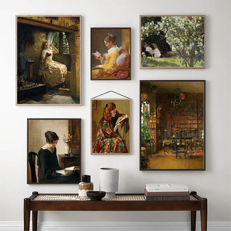 Girl Reading Vintage Oil Paint - Resin Art On Canvas บทวิจารณ์และราคา