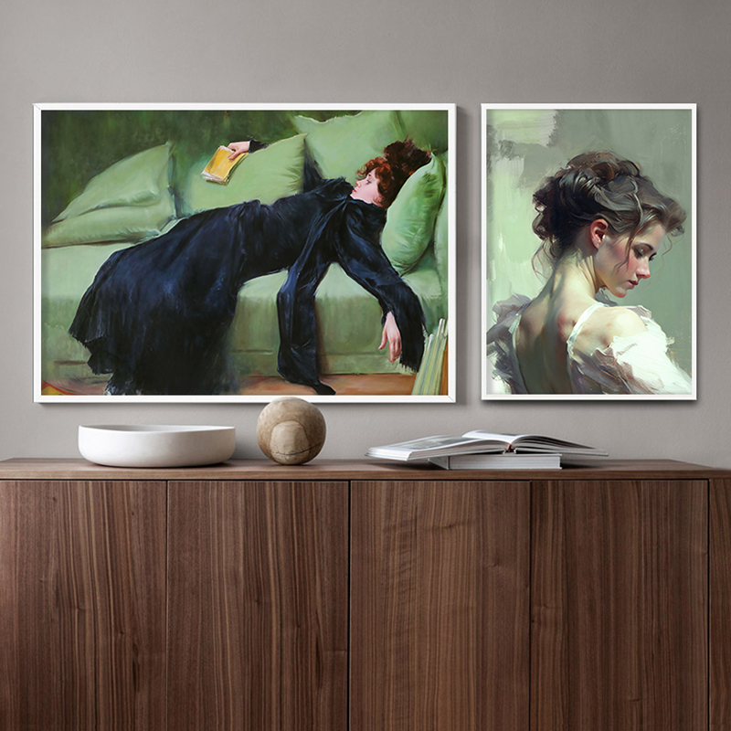 Girl Reading Vintage Oil Paint - Resin Art On Canvas บทวิจารณ์และราคา