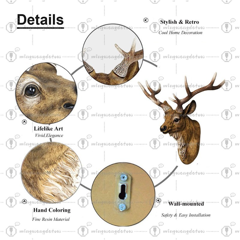 Faux Deer Head 17 inch Faux An - Resin Art Decor บทวิจารณ์และราคา