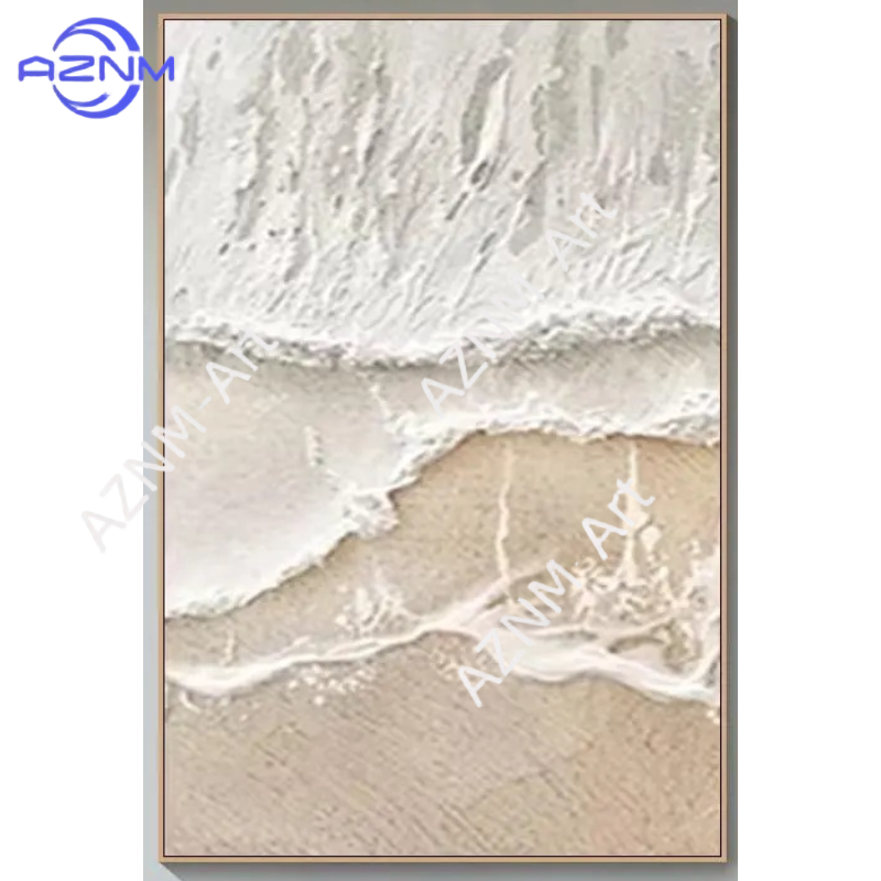1/3Pcs Textured Beige Coastal  - Resin Art On Canvas บทวิจารณ์และราคา