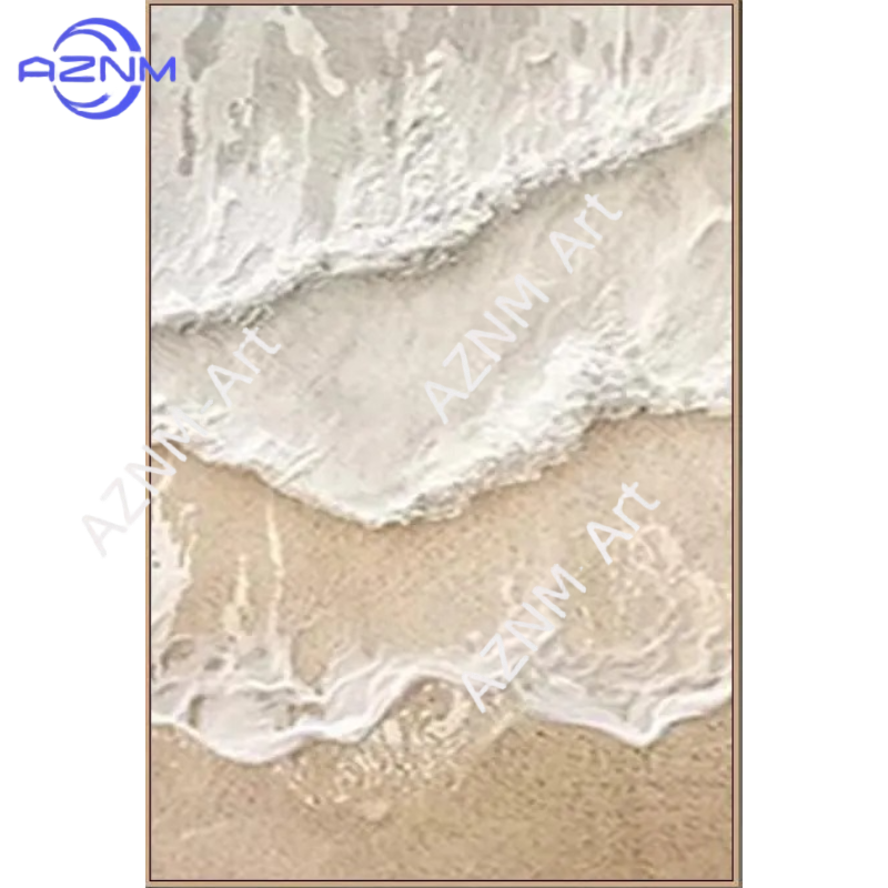 1/3Pcs Textured Beige Coastal  - Resin Art On Canvas บทวิจารณ์และราคา