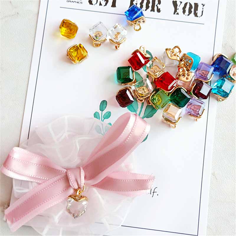 10Pcs Mix Color Glass Earring  - Resin Art Cube บทวิจารณ์และราคา